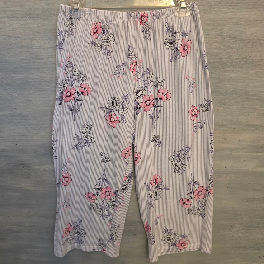 Vintage Laura Ashley 60% Cotton Floral Striped Pajama Sleepwear Set Medium GC - Picture 9 of 14